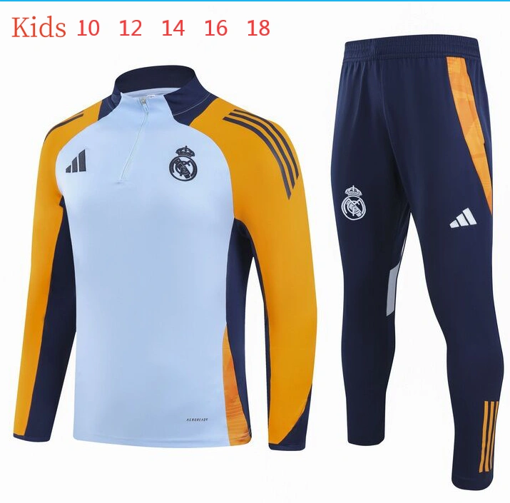 2024/2025 Kids Kit Real Madrid Training Suit Football Shirt Yellow