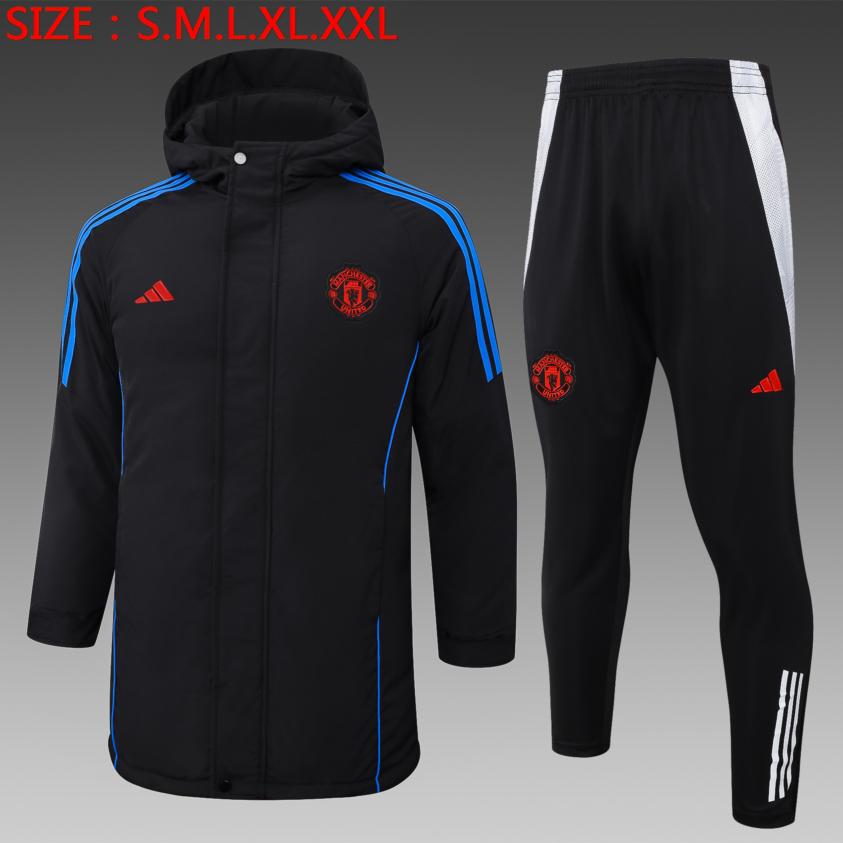 2024/2025 Manchester United Winter Warm Cotton Coat  White/Black/Blue