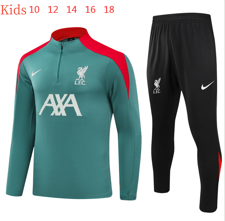 2024/2025 Kids Kit Liverpool Training Suit Football Shirt Green