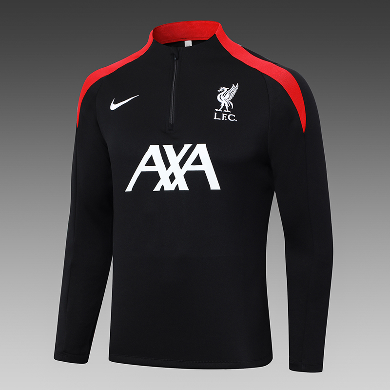 2024/2025 Liverpool Half-Pull Training Wear Black Football Shirt Kids Size