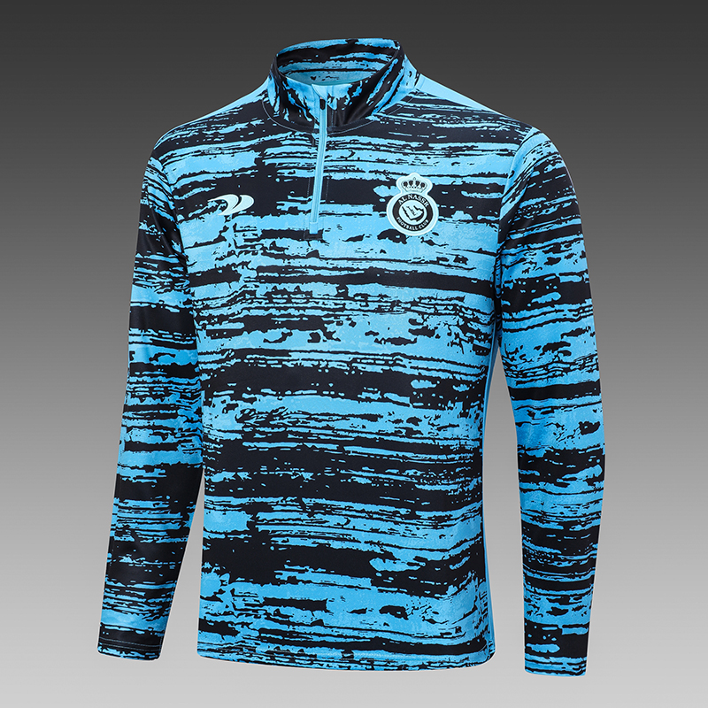 2023/2024 Al-Nassr Half-Pull Training Suit Blue Black Football Shirt Set