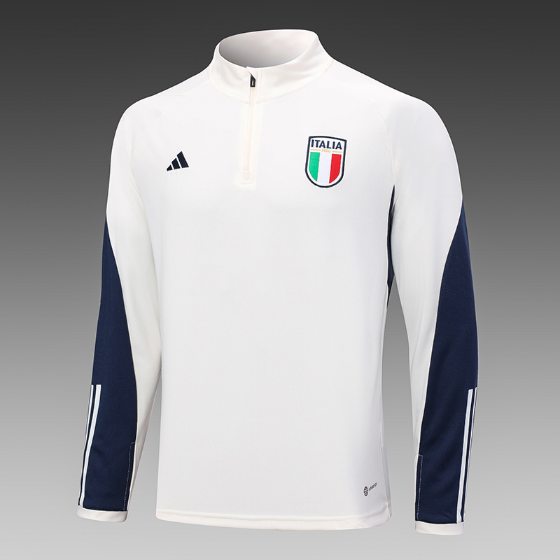 2023 Italy Half-Pull Training Suit Off White Football Shirt Set