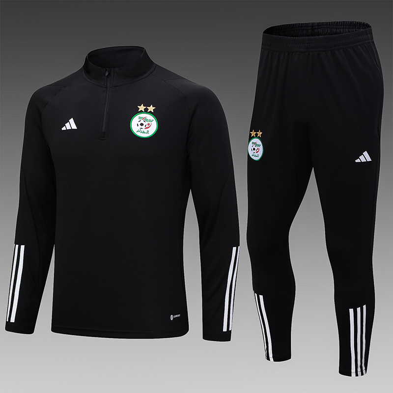 2022 Algeria Half-Pull Training Suit Black Football Shirt Set