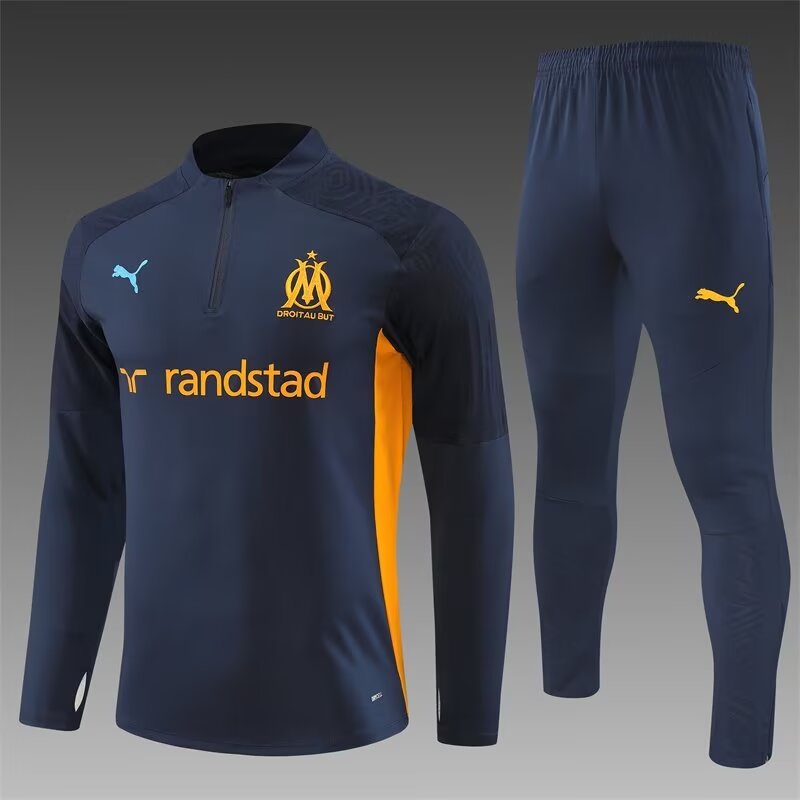 2024/2025 Marseille Half-Pull Training Wear Royal Blue Football Shirt