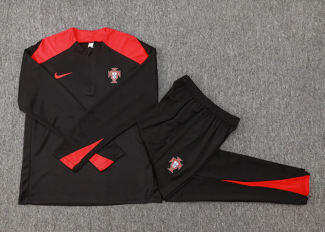 2024/2025 Portugal Half-Pull Training Wear Black Football Shirt