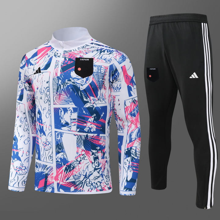 2024 Japan Half-Pull Training Suit White Football Shirt Kids Size