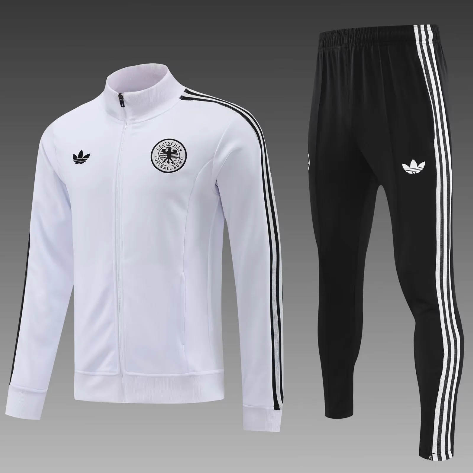 2024/2025 Germany Long Zipped Jacket Training Suit White Football Shirt Set