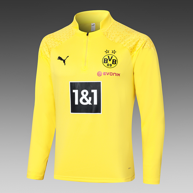 2023/2024 Dortmund Half-Pull Training Suit Yellow Football Shirt Set