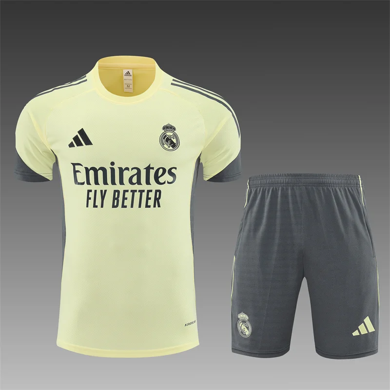 2025/2026 Real Madrid Training Wear Yellow Set Shirt 1:1 Thai Quality
