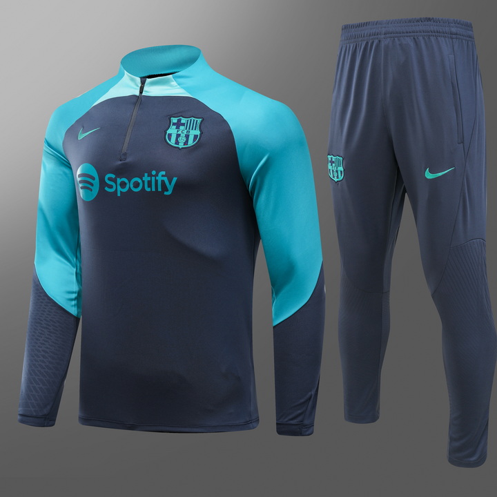 2023/2024 Barcelona Half-Pull Training Suit Royal blue Football Shirt Set