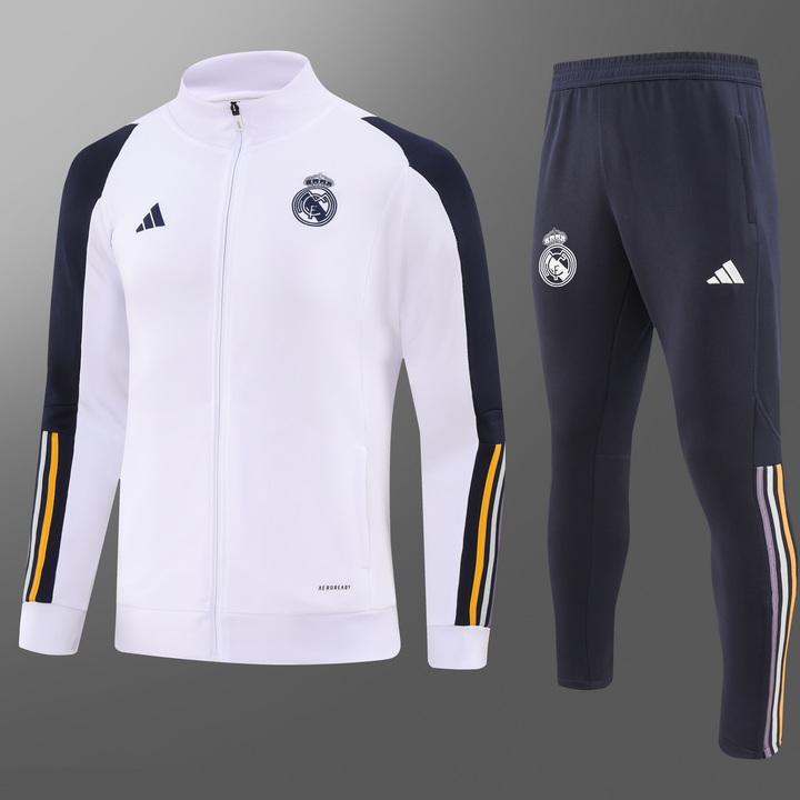 2023/2024 Real Madrid Long Zipped Jacket White Football Shirt Set