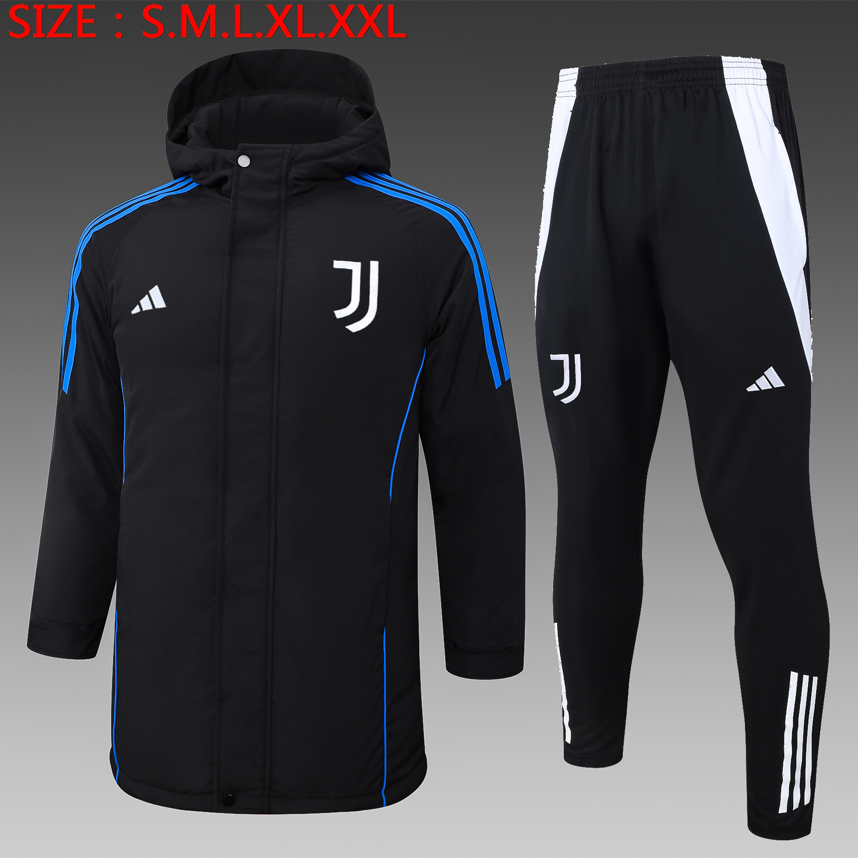 2024/2025 Juventus Winter Warm Cotton Coat  White/Black/Blue