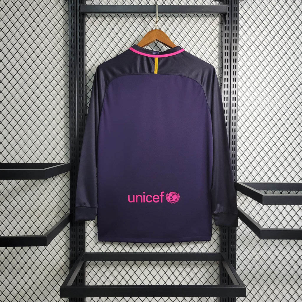 2016/2017 Retro Long Sleeve Barcelona Away Football Shirt