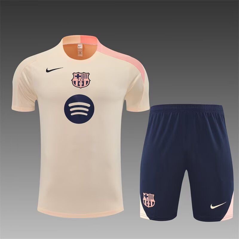 2025/2026 Barcelona Training Wear Beige Set Shirt Kids Size 1:1 Thai Quality