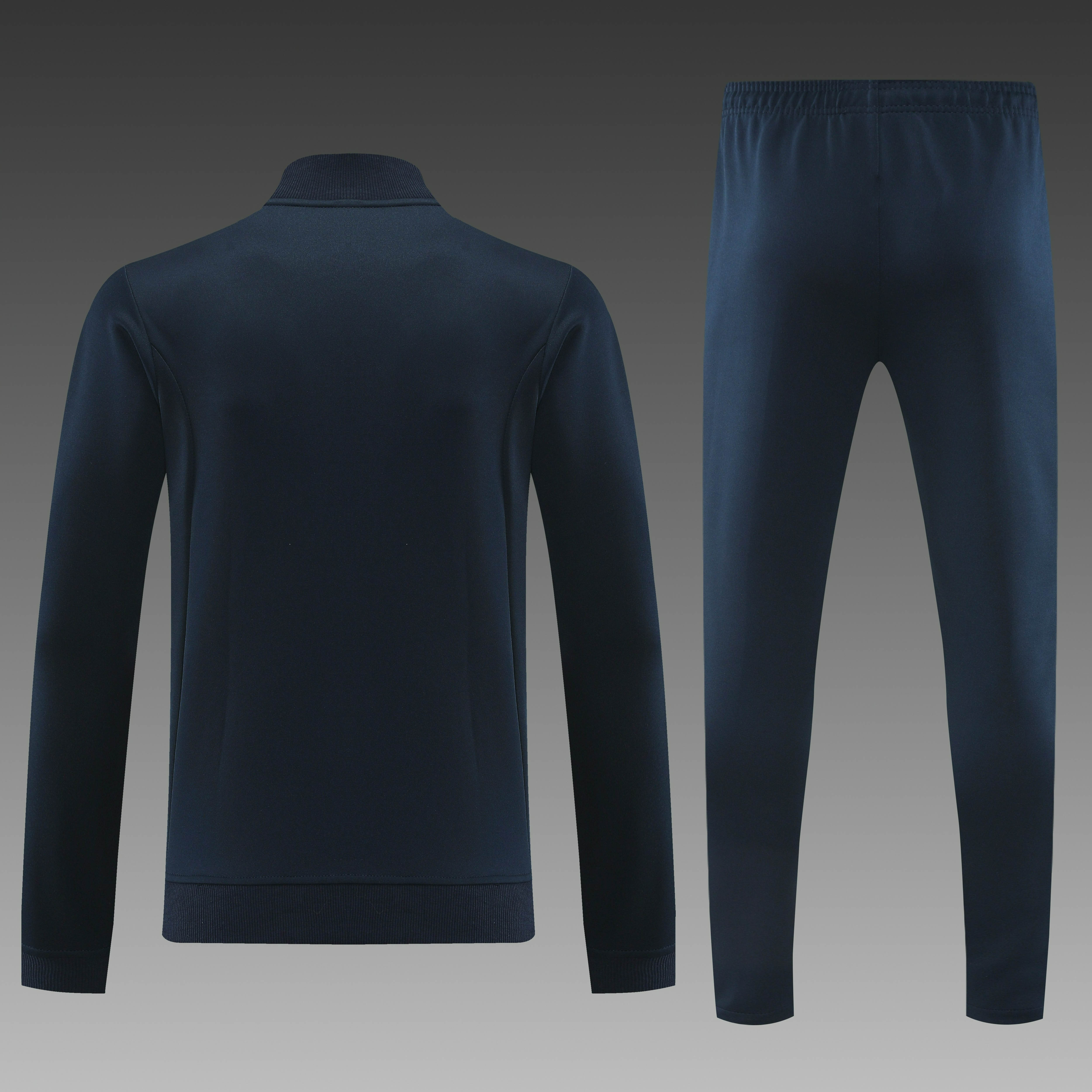 2024/2025 Real Madrid Long Zipped Jacket Training Suit Royal Blue Football Shirt Set