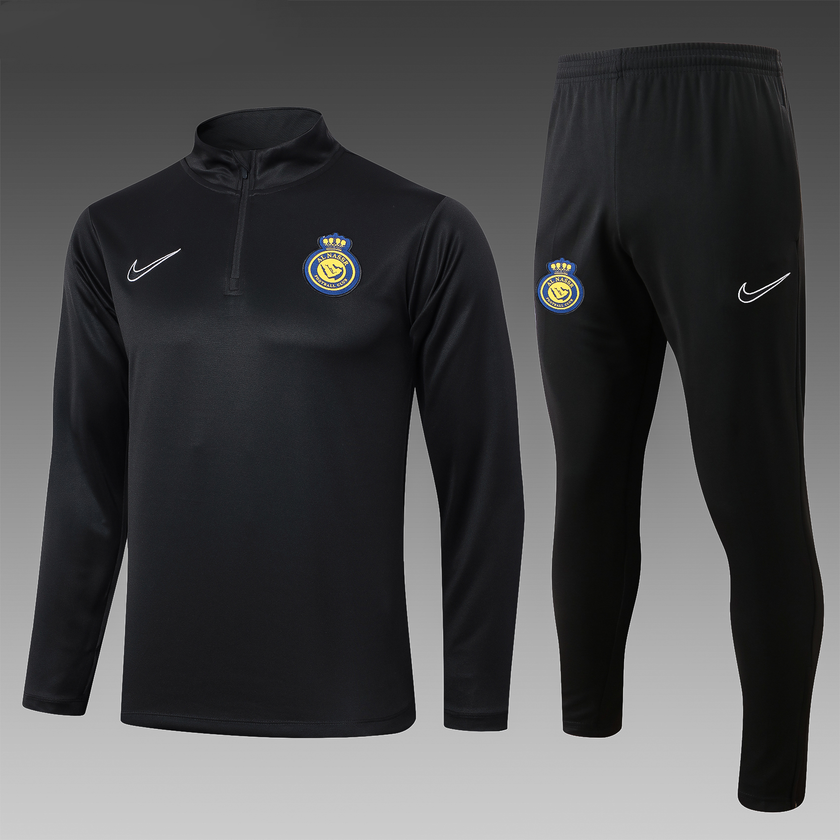 2024/2025 Al-Nassr Half-Pull Training Suit Black Football Shirt Set