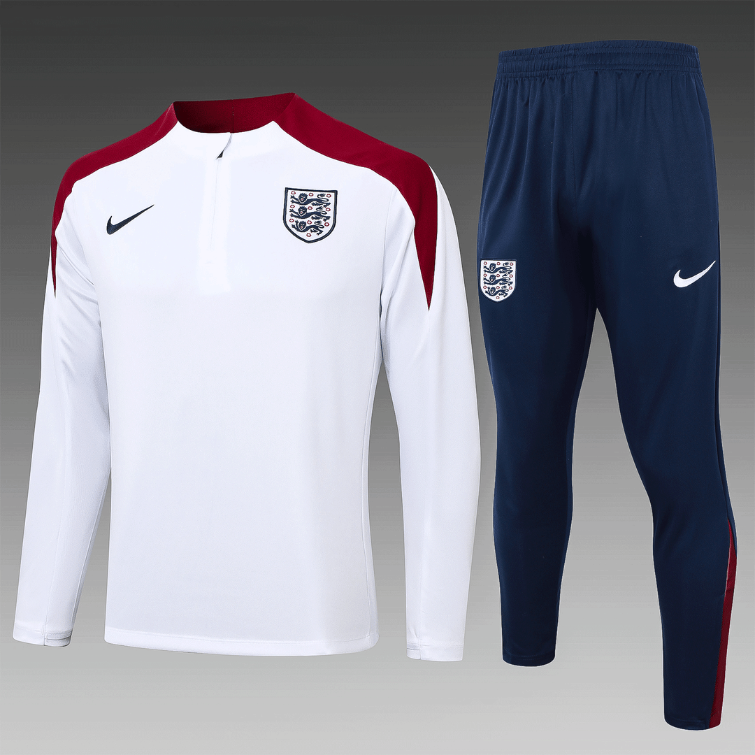 2024/2025 England Half-Pull Training Wear White Football Shirt