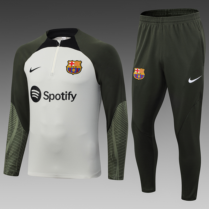 2023/2024 Barcelona Half-Pull Training Suit Light Gray Football Shirt Set