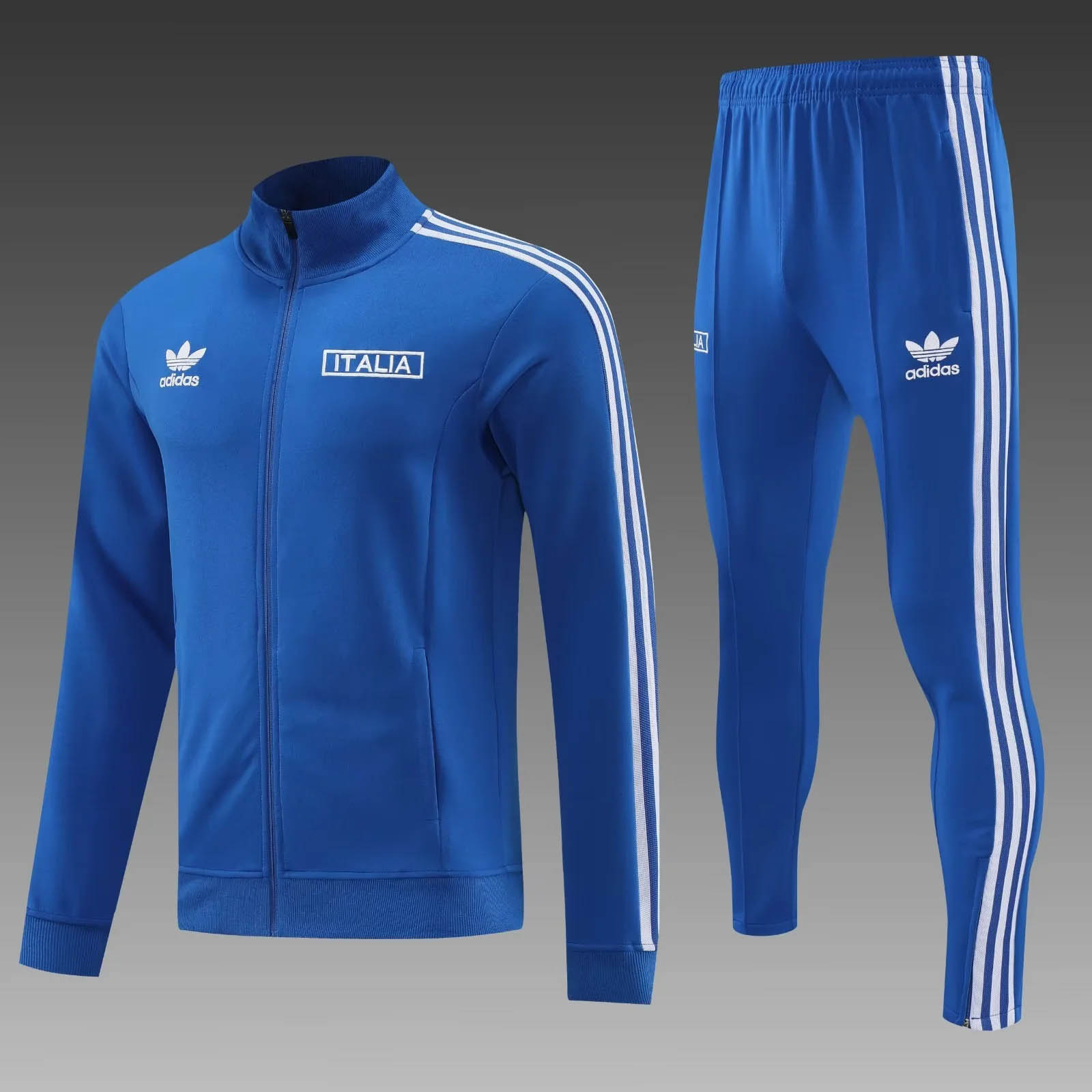2024/2025 Italy Long Zipped Jacket Training Suit Blue Football Shirt Set