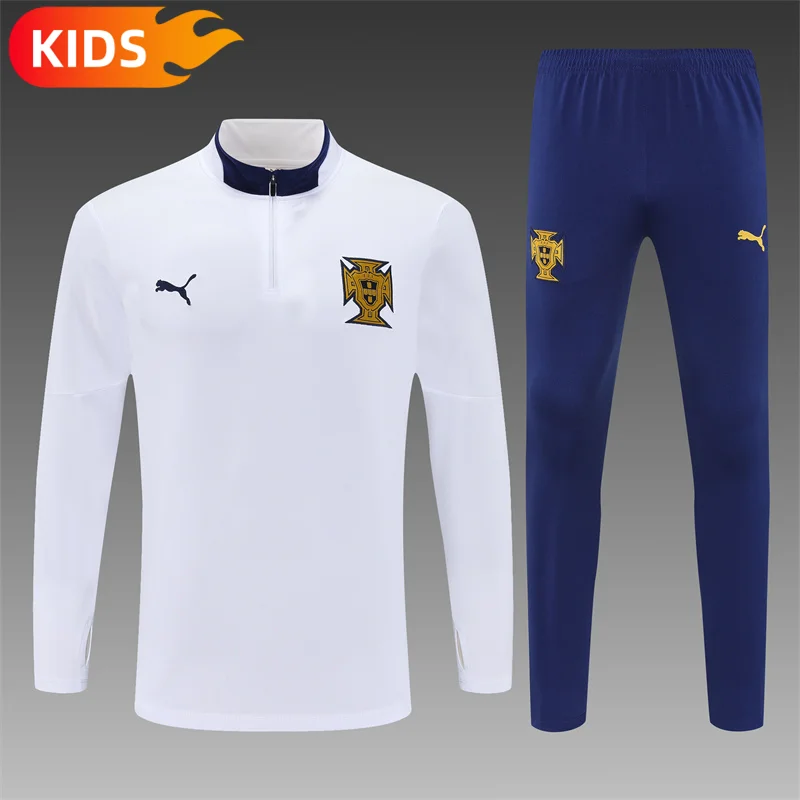 2025/2026 Portugal Half-Pull Training Wear Black Football Shirt Kids Size