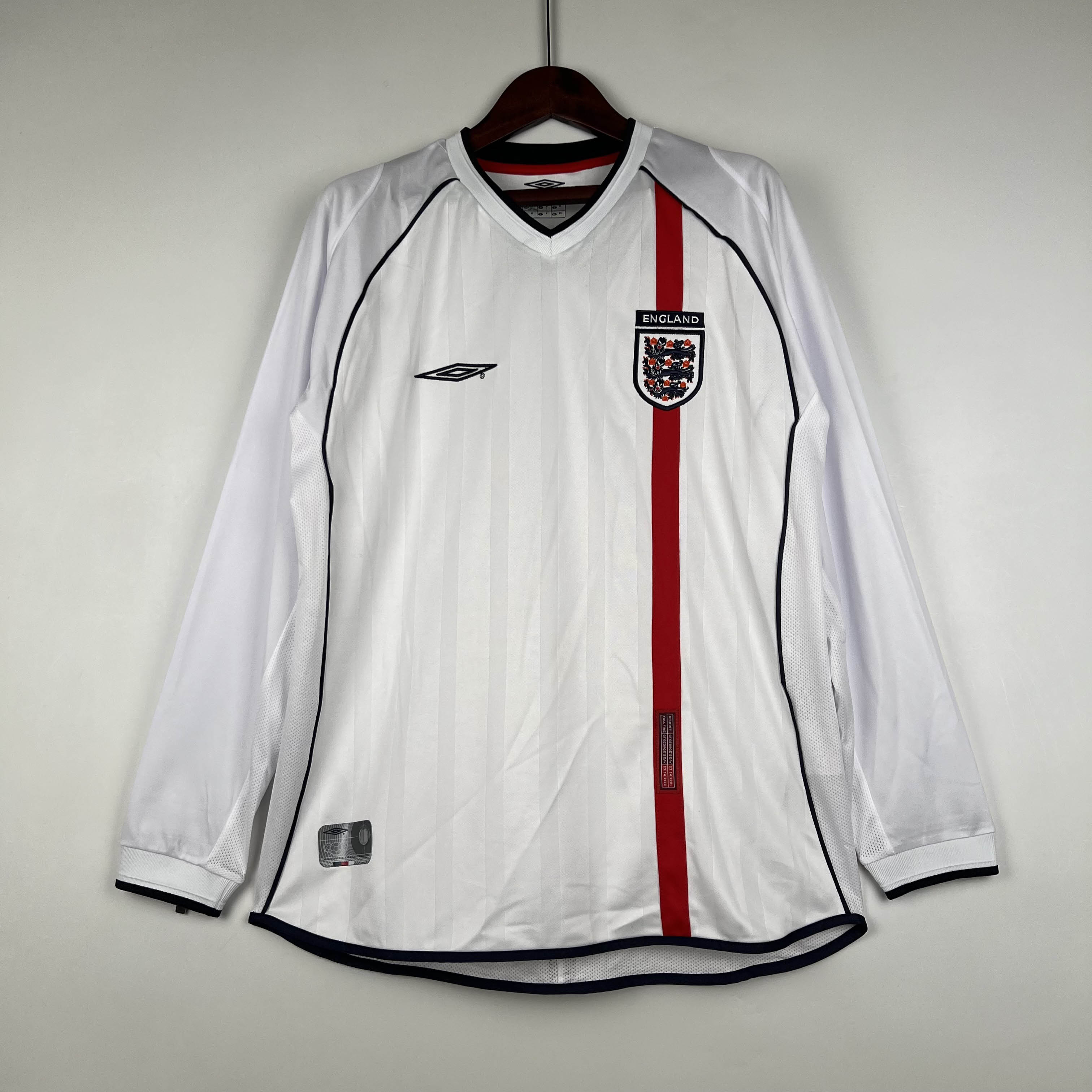 2002 Retro Long Sleeve England Home Football Shirt
