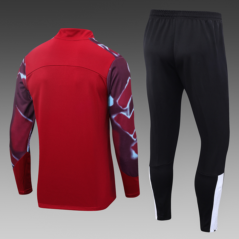 2022/2023 West Ham United Half-Pull Training Suit Maroon Red Football Shirt Set