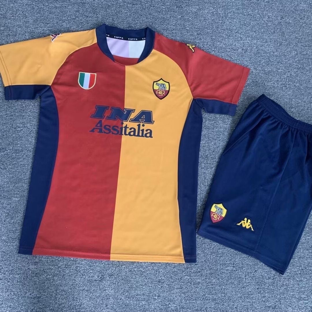 2000/2001 Retro As Roma HomeFootball Shirt Kids Size 1:1 Thai Quality