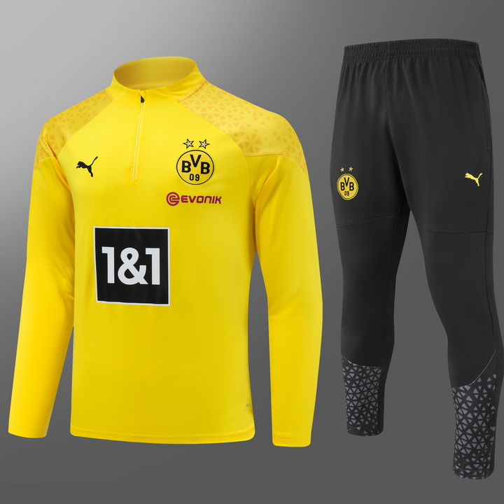 2023/2024 Dortmund Half-Pull Training Suit Yellow Football Shirt Set