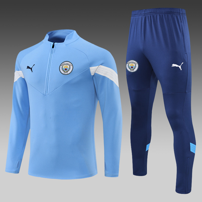 2022/2023 Manchester United Half-Pull Training Suit Blue Football Shirt Set
