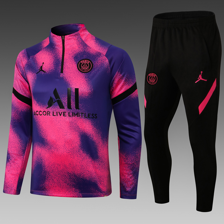 2021/2022 Paris Saint-Germain Half-Pull Training Suit Pink Football Shirt Set