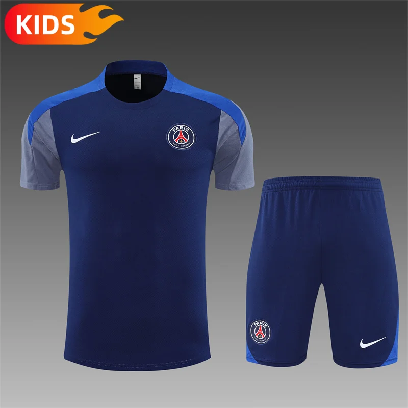 2025/2026 Paris Saint-Germain Training Wear Blue Set Shirt Kids Size 1:1 Thai Quality