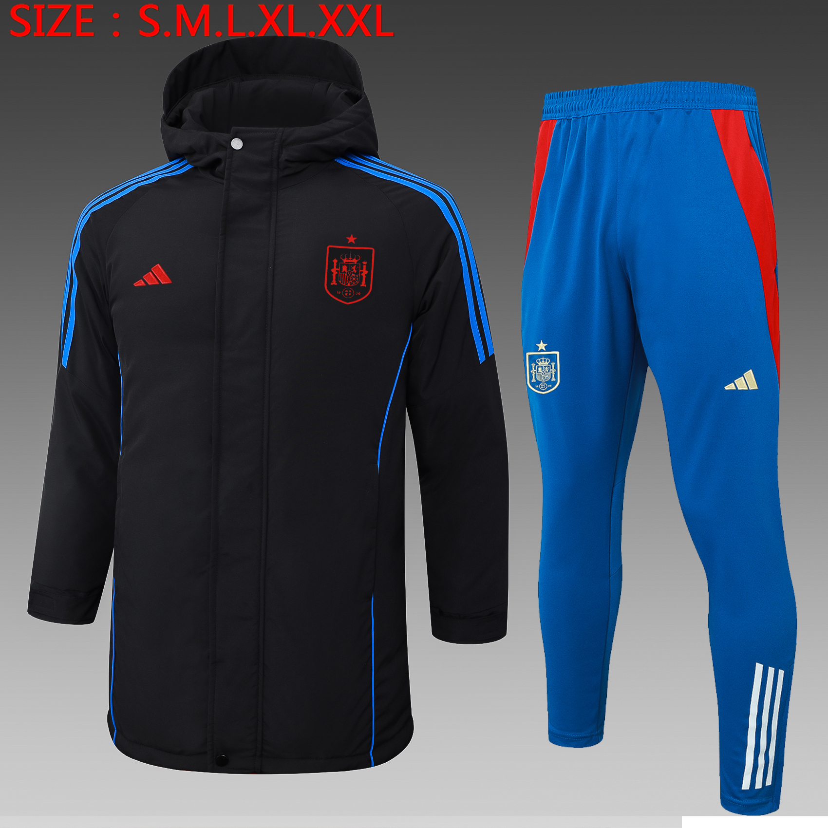 2024 Spain Winter Warm Cotton Coat White/Black/Blue