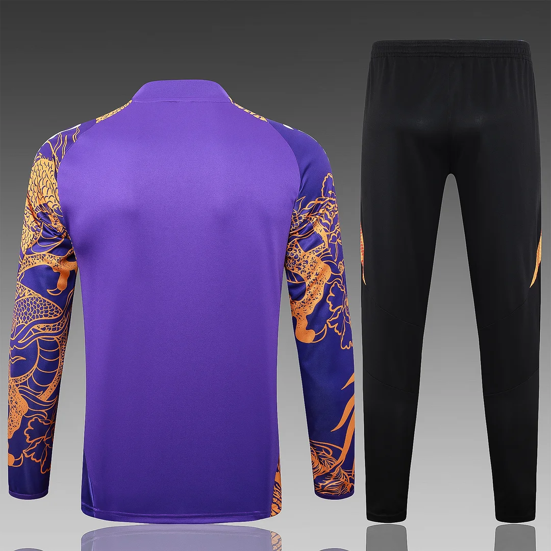 2024/2025 Real Madrid Half-Pull Training Wear Purple Football Shirt