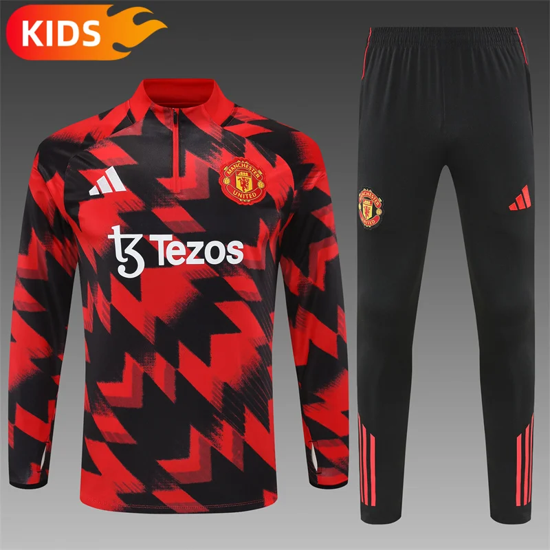 2025/2026 Manchester United Half-Pull Training Wear Football Shirt Kids Size