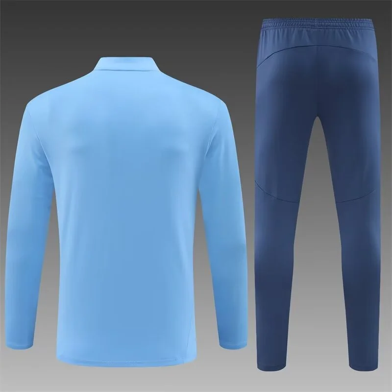 2024/2025 Manchester City Half-Pull Training Wear Light Blue Football Shirt Kids Size
