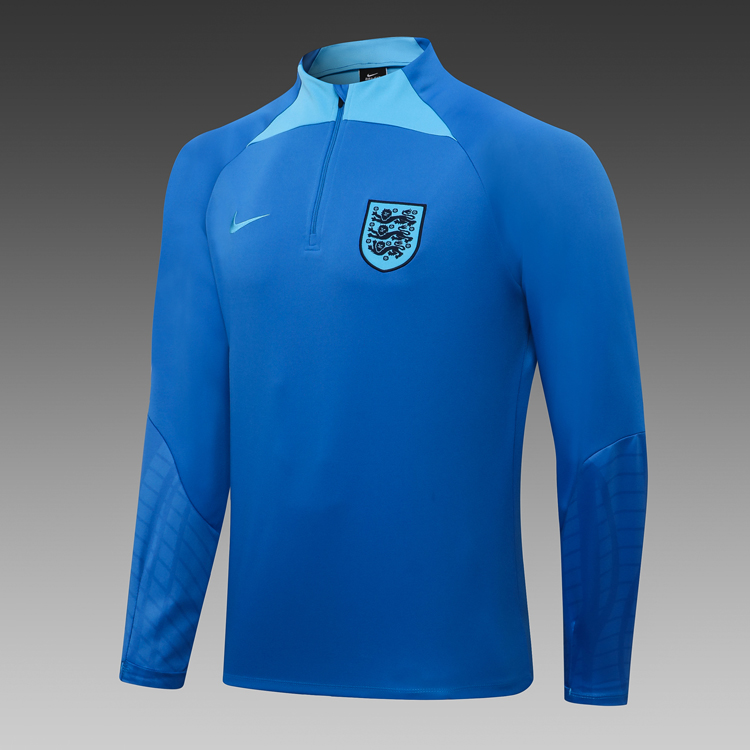 2023 England Half-Pull Training Suit Blue Football Shirt Set