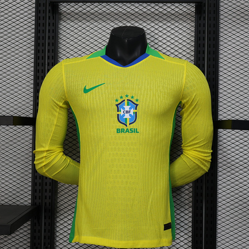 2025/2026 Player Version Long Sleeve Brazil Home Football Shirt
