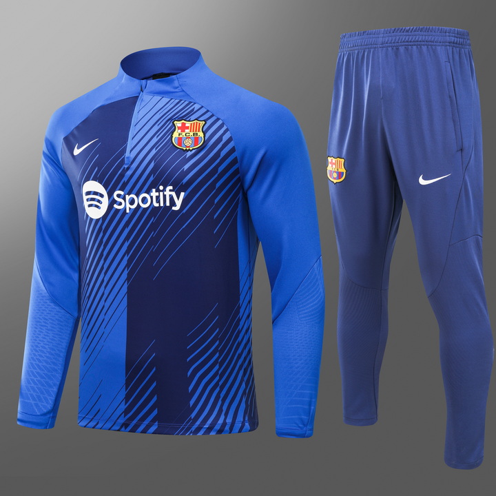 2023/2024 Barcelona Half-Pull Training Suit Blue Football Shirt Set