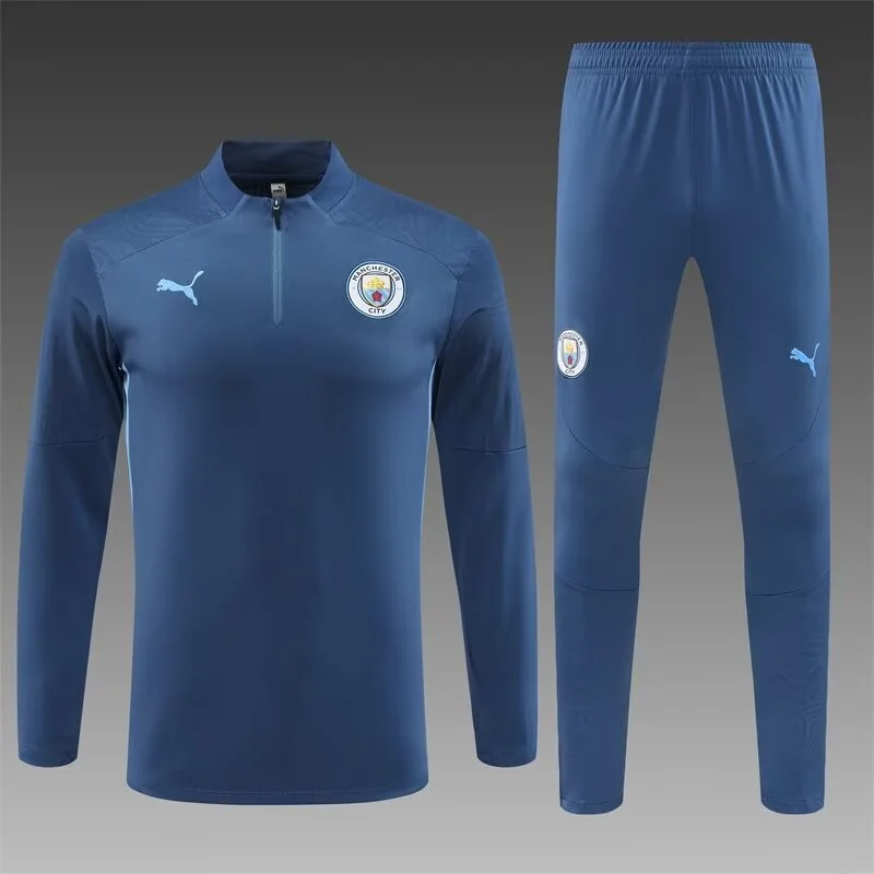 2024/2025 Manchester City Half-Pull Training Wear Royal Blue Football Shirt