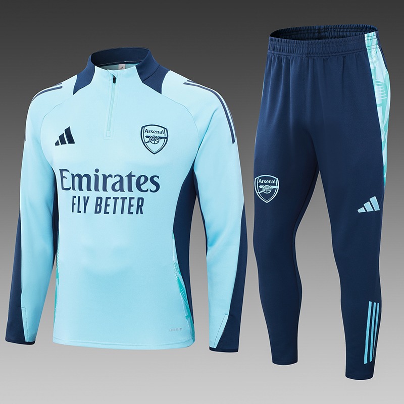 2024/2025 Arsenal Half-Pull Training Wear Light Blue Football Shirt