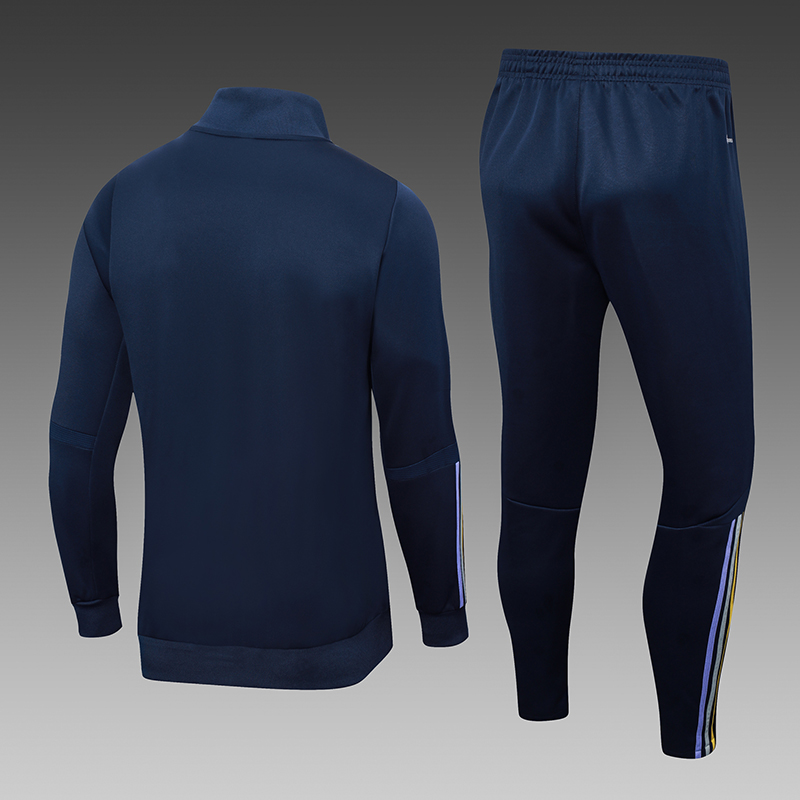 2023/2024 Real Madrid Long Zipped Jacket Royal Blue Football Shirt Set