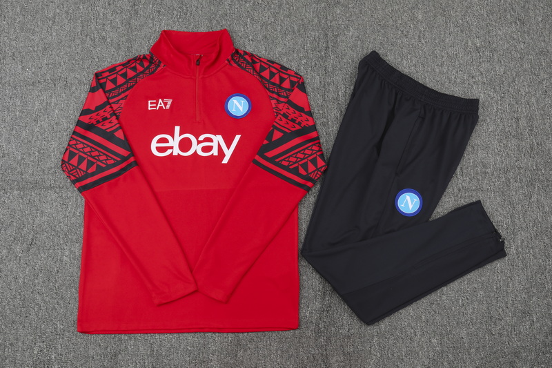 2023/2024 Napoli Half-Pull Training Suit Red Football Shirt Set