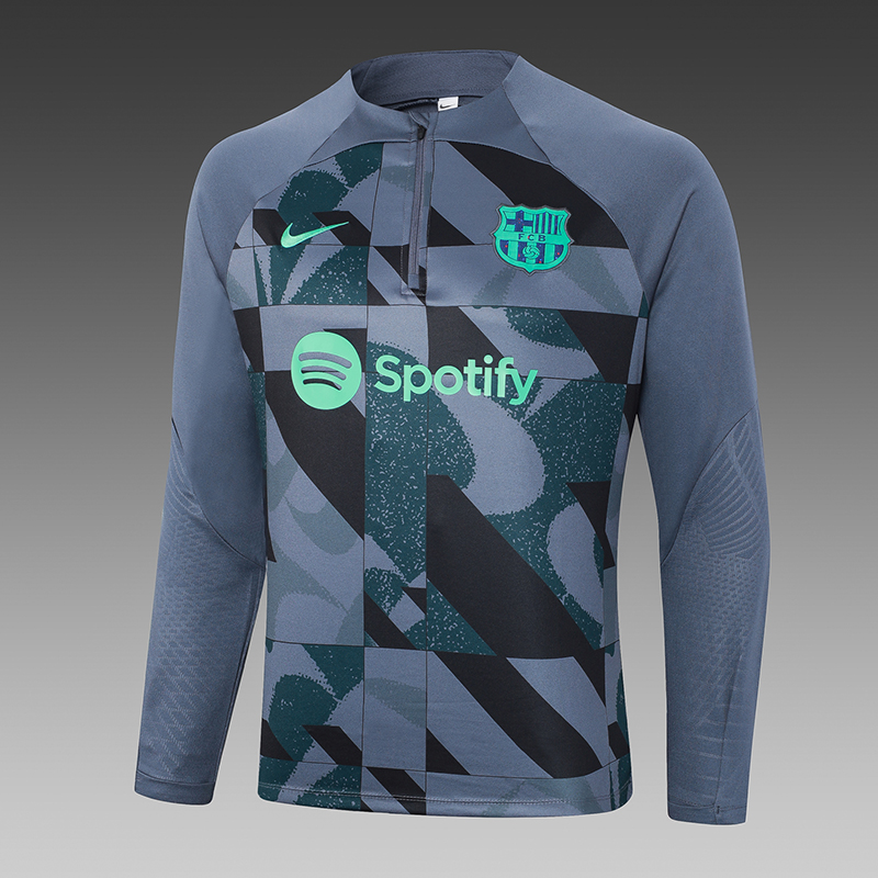 2023/2024 Barcelona Half-Pull Training Suit Grey Football Shirt Set