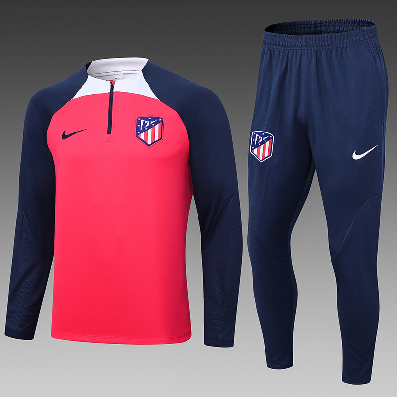 2023/2024 Atletico Madrid Half-Pull Training Suit Red Football Shirt Set