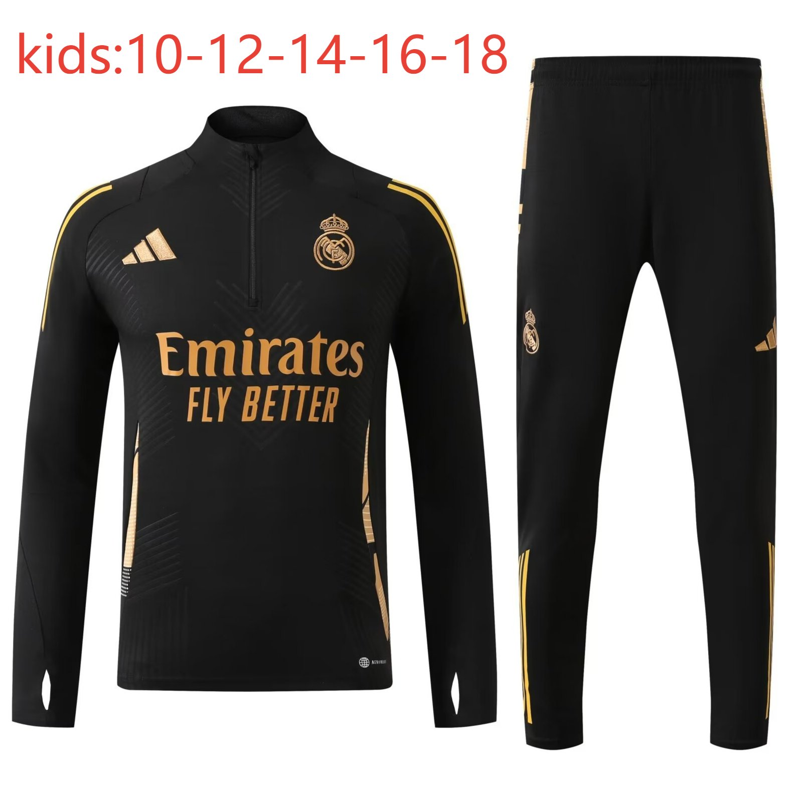 2024/2025 Kids Kit Real Madrid Training Suit Football Shirt Black