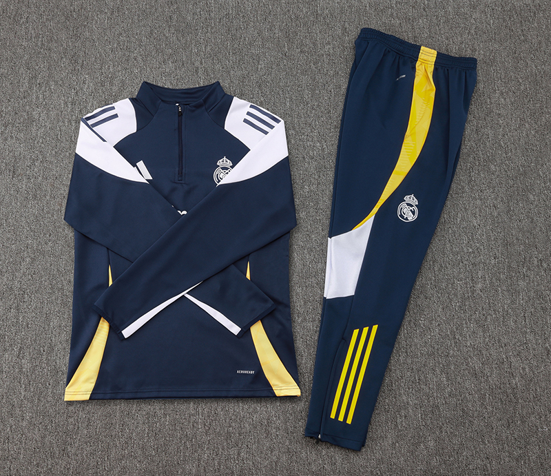 2024/2025 Real Madrid Half-Pull Training Wear Royal Blue Football Shirt Kids Size