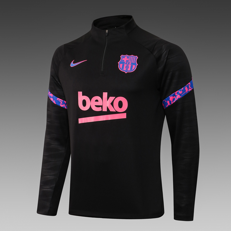 2021/2022 Barcelona Half-Pull Training Suit Black Football Shirt Set