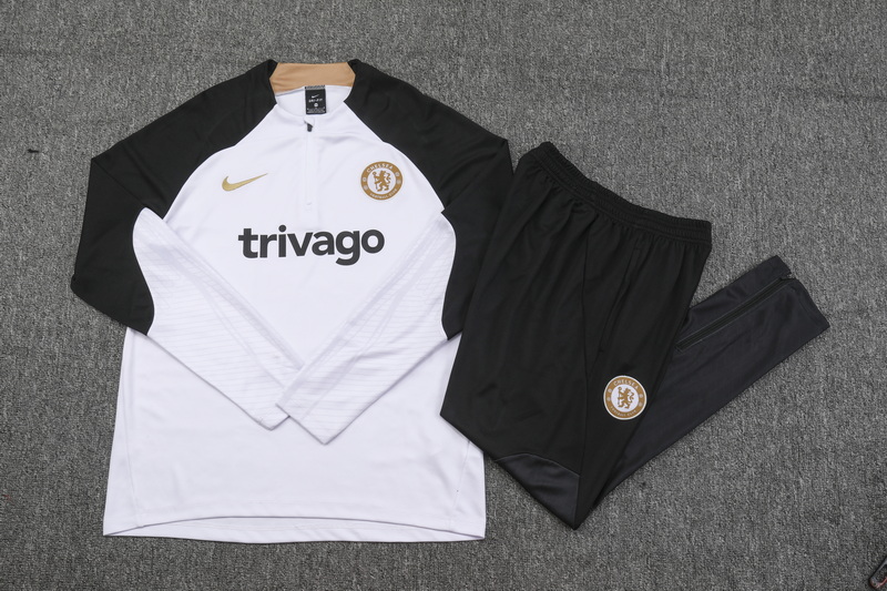 2023/2024 Chelsea Half-Pull Training Suit White Football Shirt Set