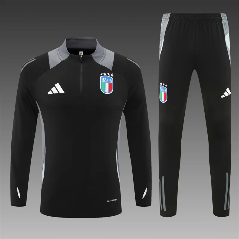 2024/2025 Italy Half-Pull Training Wear Black Football Shirt Kids Size