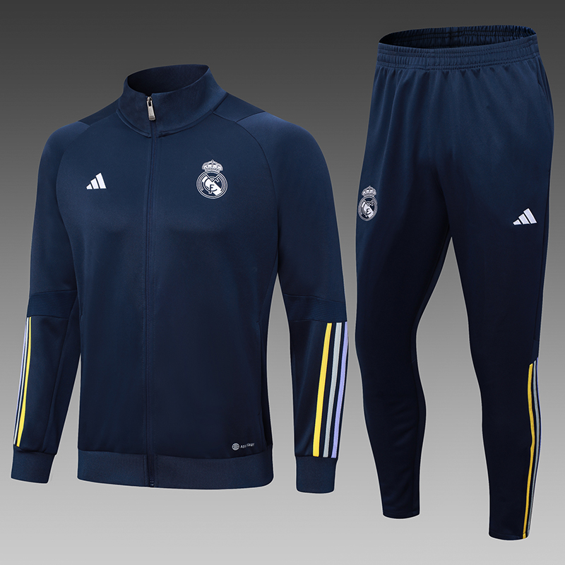 2023/2024 Real Madrid Long Zipped Jacket Royal Blue Football Shirt Set
